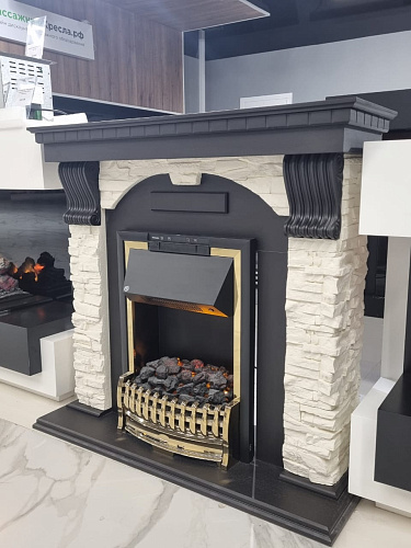 Биокамин Dimplex Luxemburg очаг Atherton сланец/темный дуб (каменный) (выставочный образец)_4