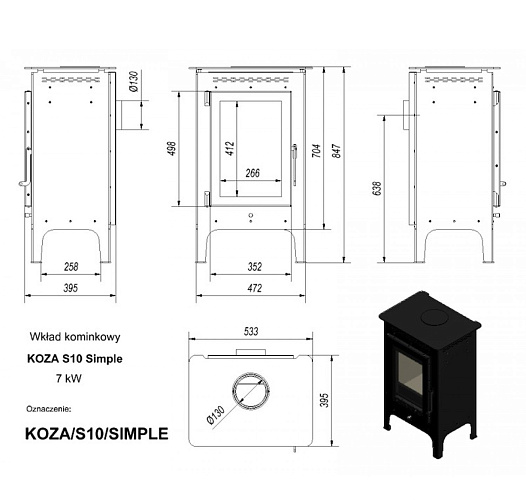Печь-камин Koza/S10/SIMPLE_1